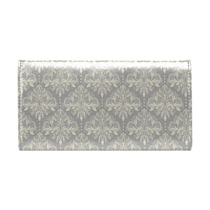 Damask Grey Elegant Print Pattern Women's Trifold Wallet