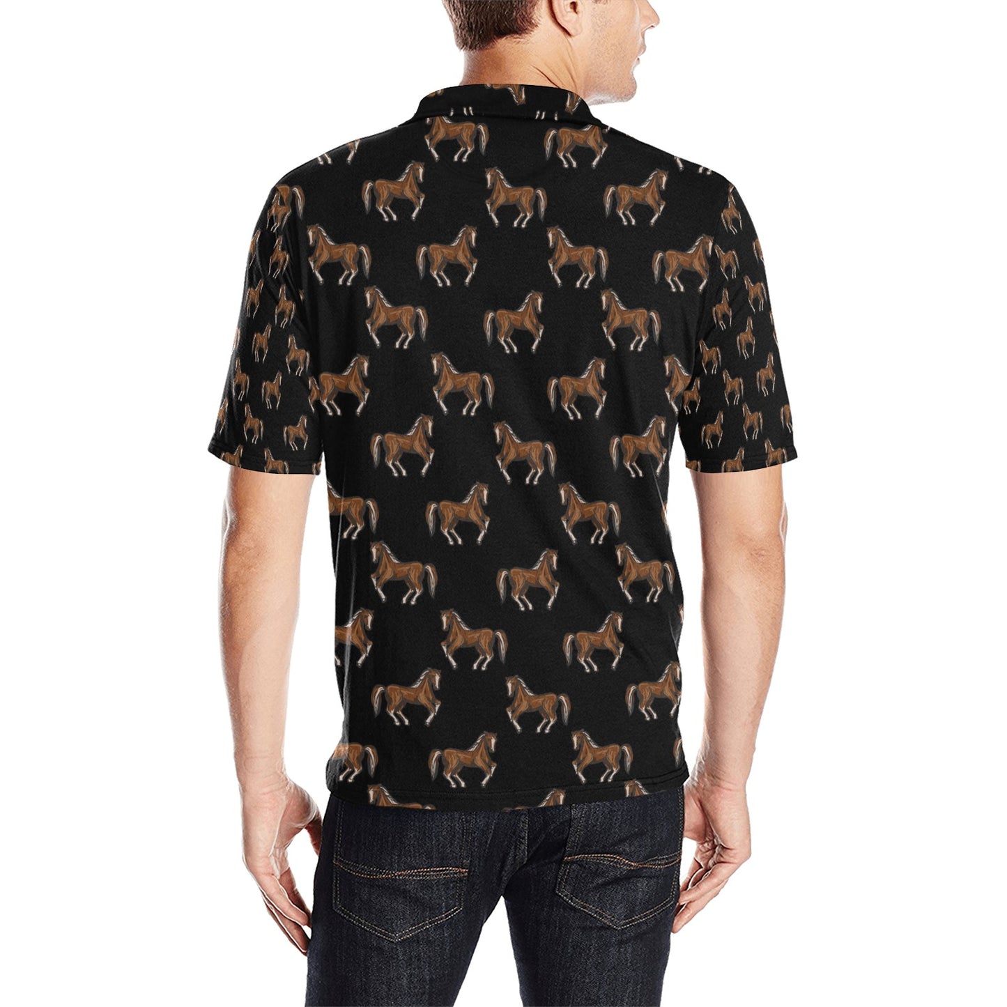 Horse Print Design LKS3010 Men Polo Shirt