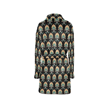 American indian Skull Pattern Women's Fleece Robe