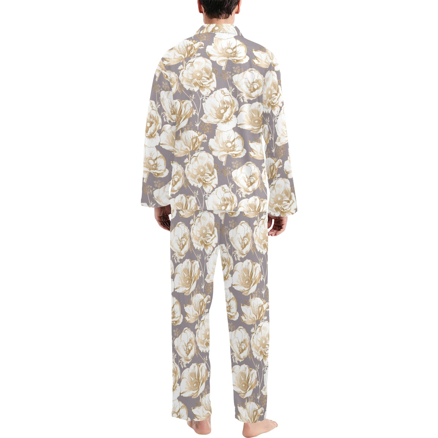 Anemone Pattern Print Design AM05 Men's Long Pajama Set