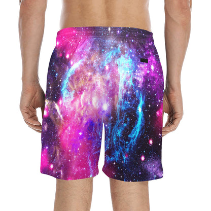 Galaxy Night Purple Space Print Men's Swim Trunks Beach Shorts