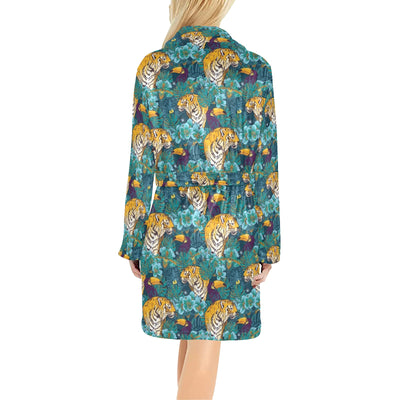 Tiger Tropical Print Design LKS301 Women's Fleece Robe