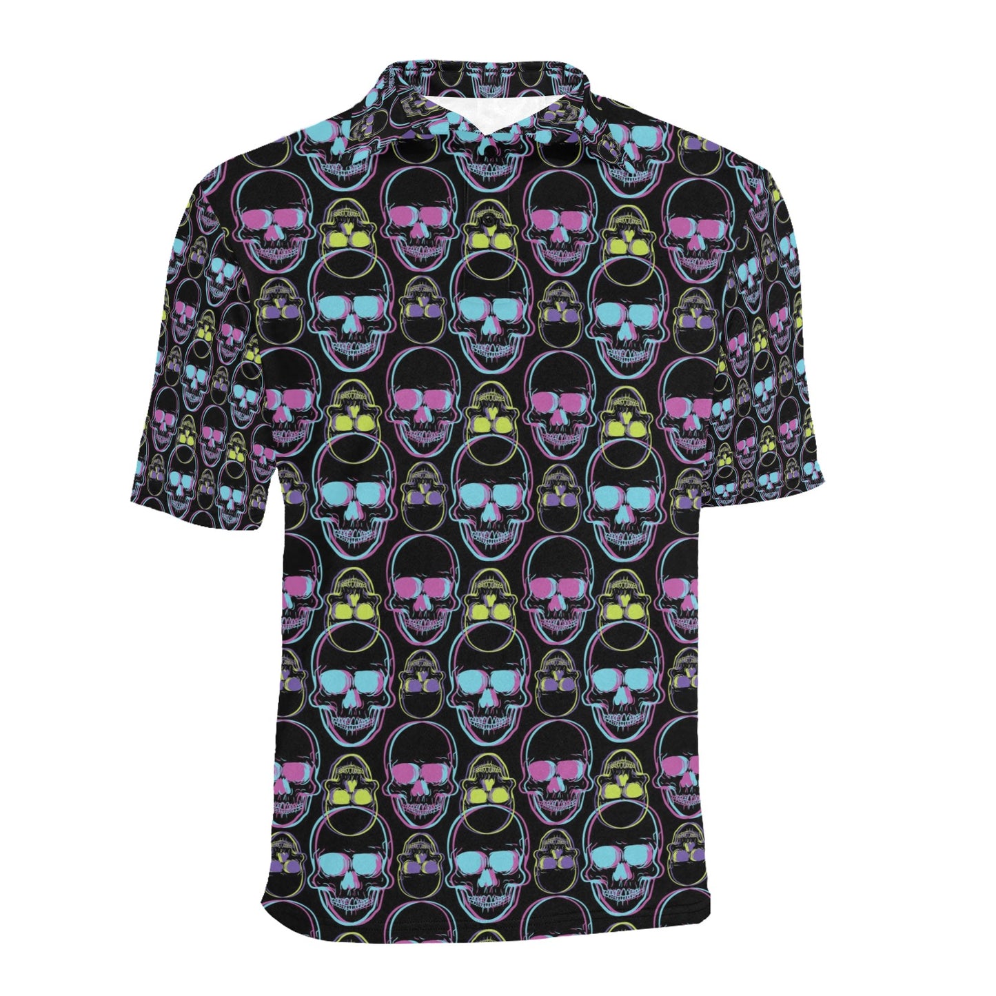 Skull 3D Colorful Print Design LKS309 Men Polo Shirt