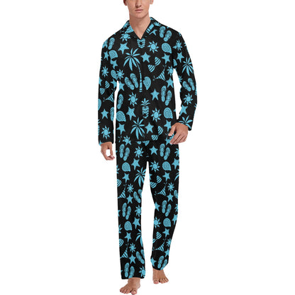 Beach Scene Pattern Print Design 03 Men's Long Pajama Set