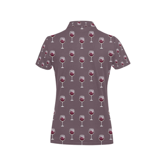 Wine Glass Pattern Print Design LKS305 Women's Polo Shirt