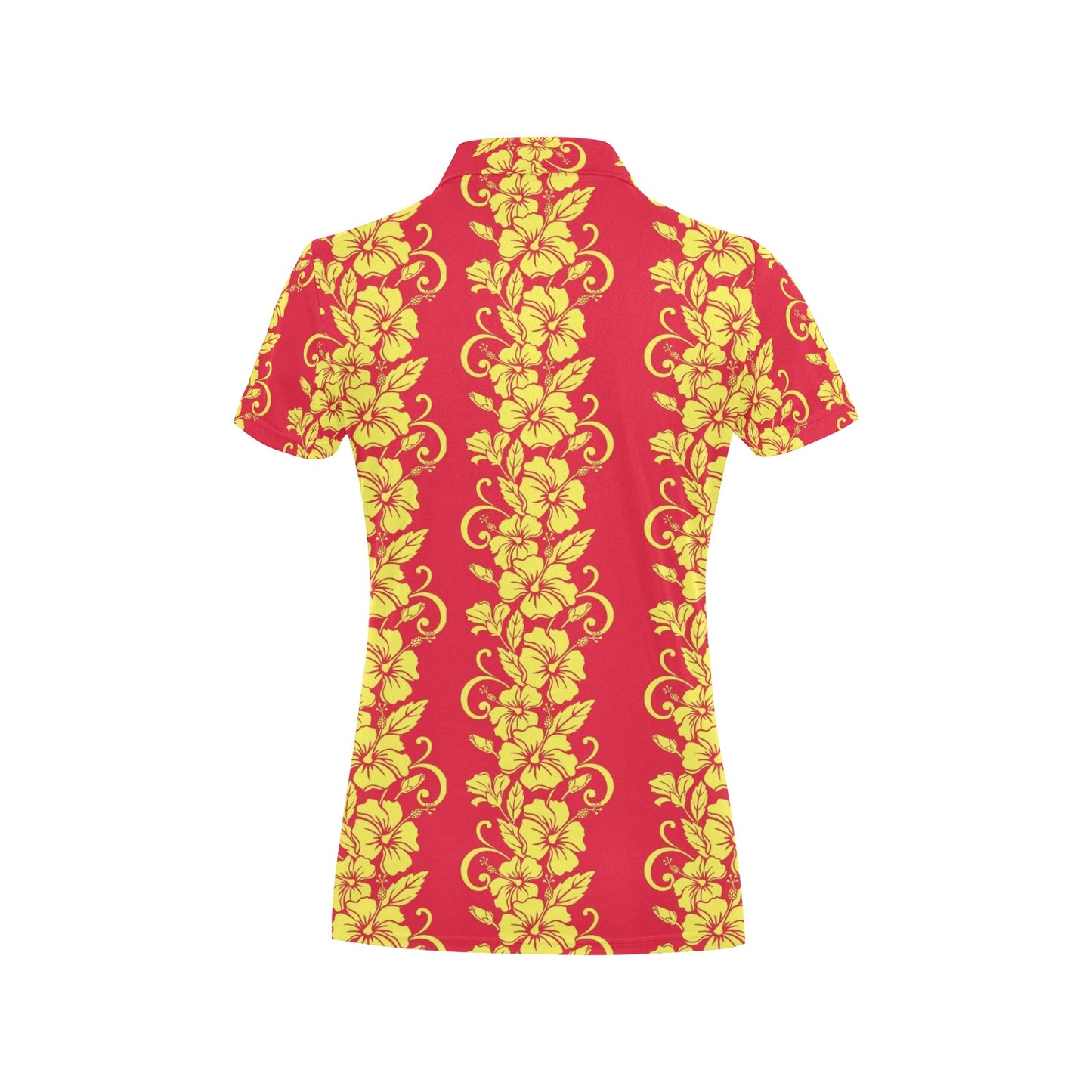 Orange Hibiscus Pattern Print Design HB018 Women's Polo Shirt