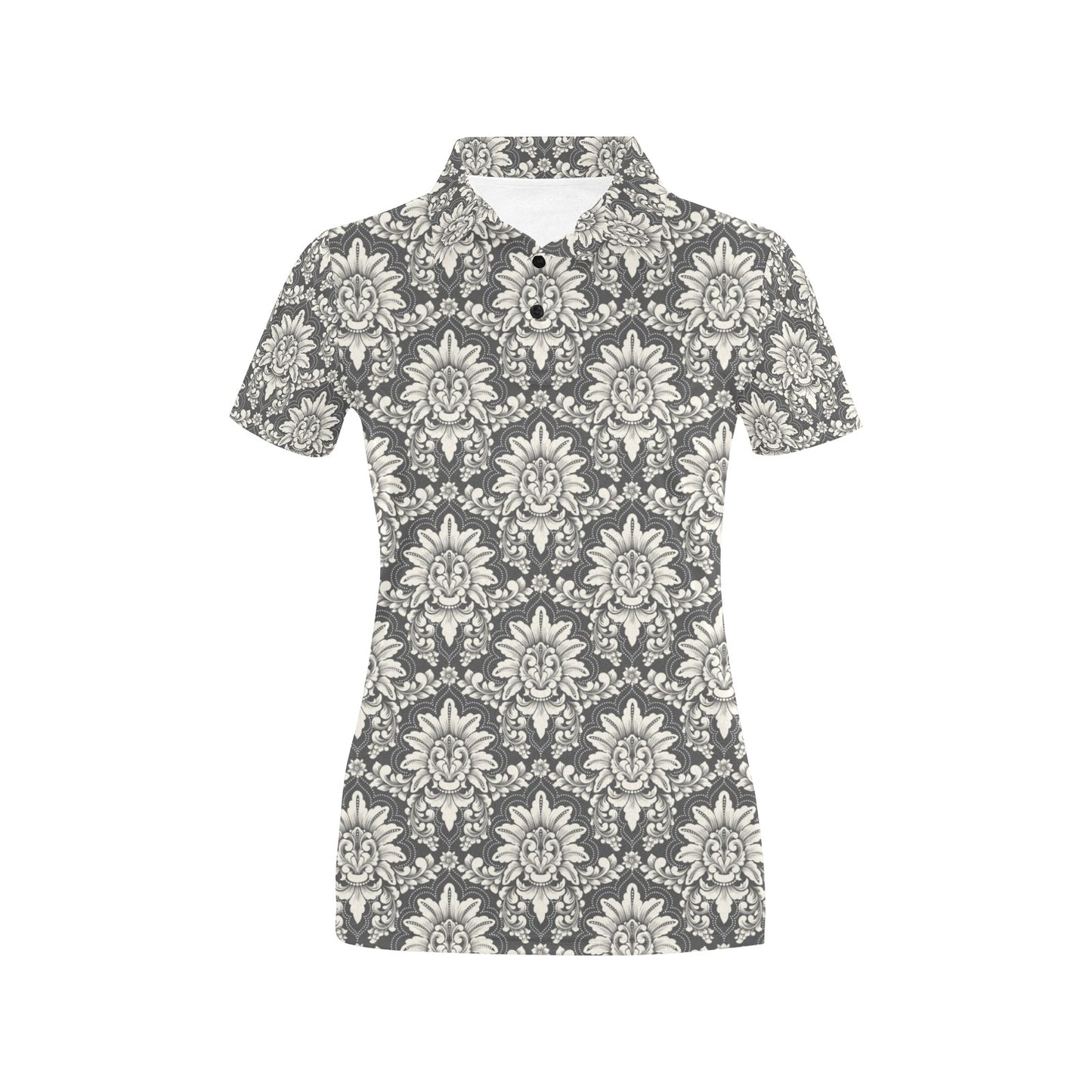 Damask Elegant Print Pattern Women's Polo Shirt