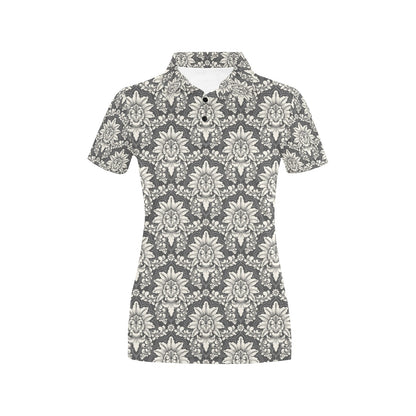 Damask Elegant Print Pattern Women's Polo Shirt