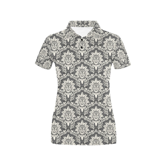 Damask Elegant Print Pattern Women's Polo Shirt