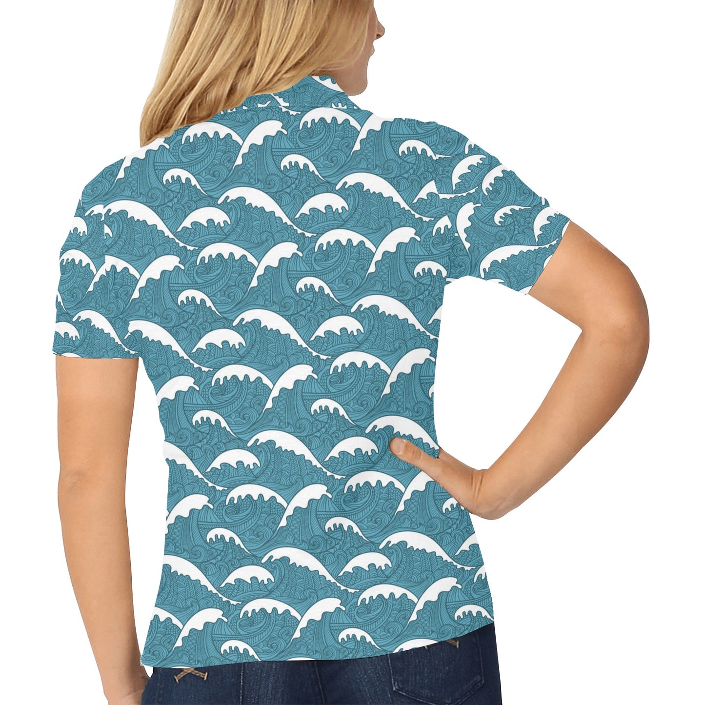 Surf Wave Tribal Design Women's Polo Shirt