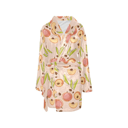 Peach Pattern Print Design A01 Women's Fleece Robe