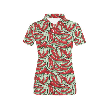 Chilli Pepper Pattern Print Design 04 Women's Polo Shirt