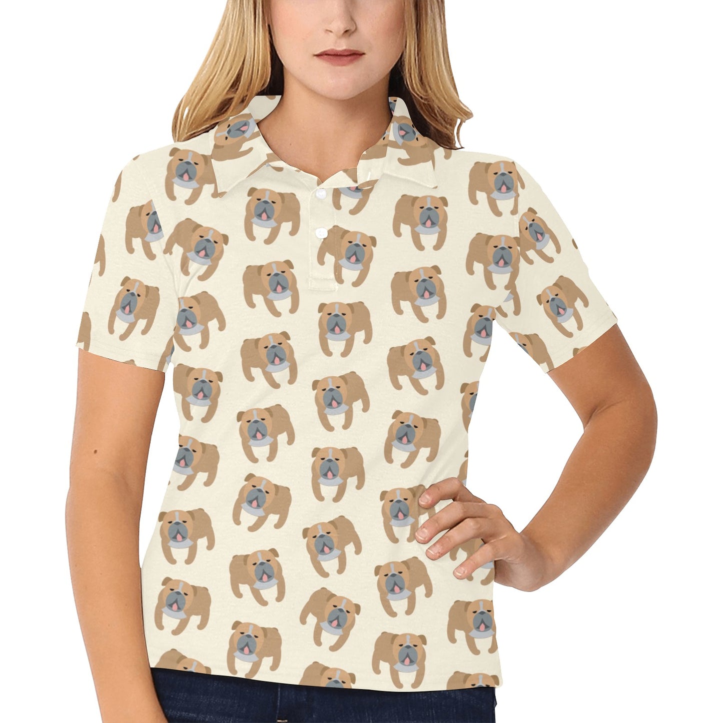 Bulldogs Pattern Print Design 01 Women's Polo Shirt