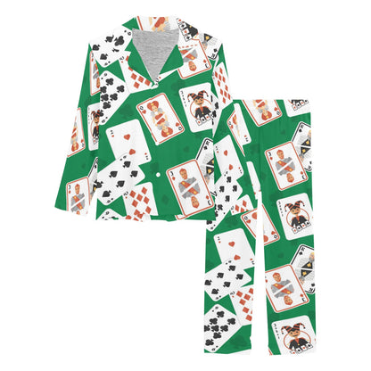 Poker Cards Pattern Print Design A03 Women's Long Pajama Set