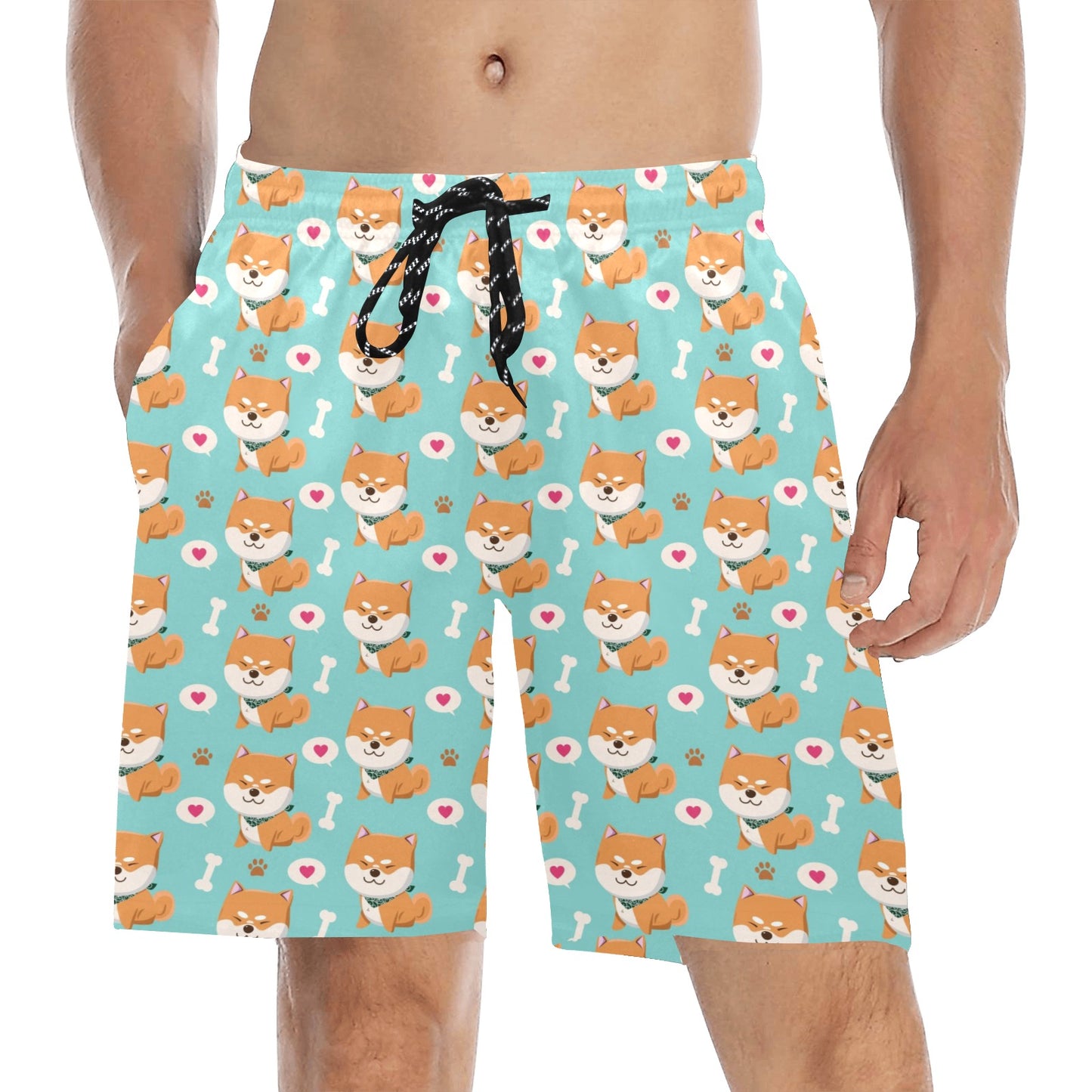 Shiba Inu Print Design LKS3013 Men's Swim Trunks Beach Shorts
