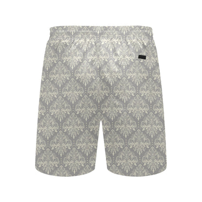 Damask Grey Elegant Print Pattern Men's Swim Trunks Beach Shorts