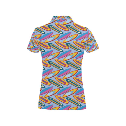 Surfboard Pattern Print Design LKS303 Women's Polo Shirt