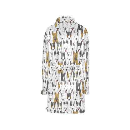 Bull Terriers Pattern Print Design 03 Women's Fleece Robe