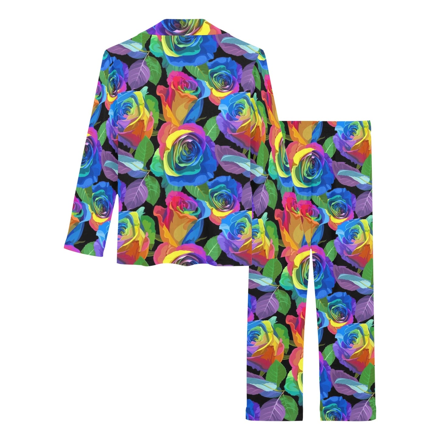Rose Pattern Print Design RO02 Women's Long Pajama Set