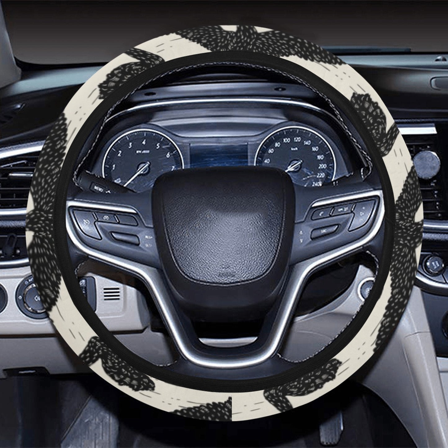 Swan Print Design LKS402 Steering Wheel Cover with Elastic Edge