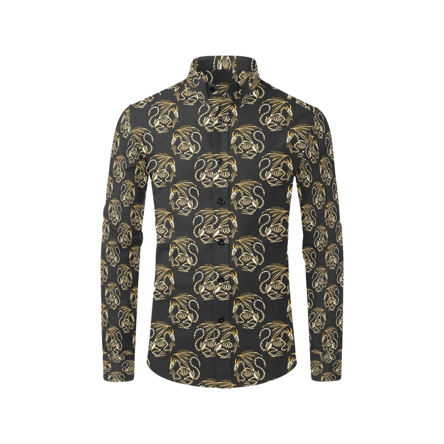 Skeleton Dragon Print Design LKS306 Men's Long Sleeve Dress Shirt