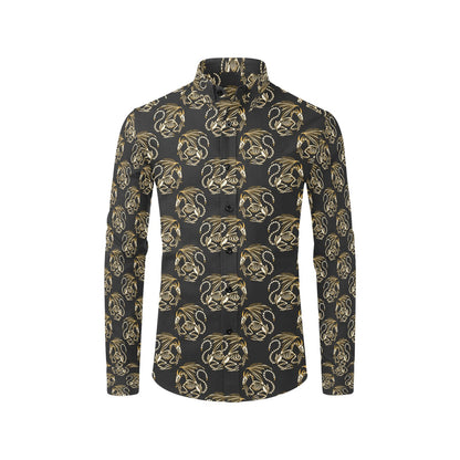 Skeleton Dragon Print Design LKS306 Men's Long Sleeve Dress Shirt