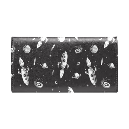 Space Rocket Print Design LKS303 Women's Trifold Wallet