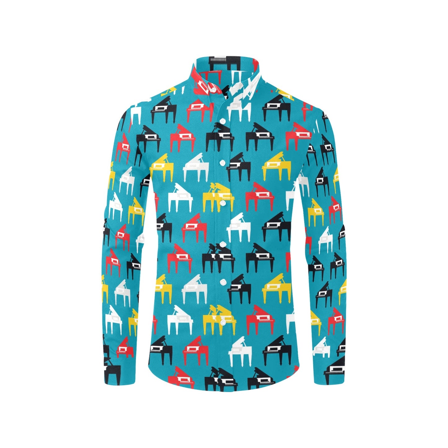 Piano Print Design LKS403 Men's Long Sleeve Dress Shirt