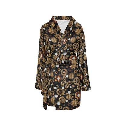 Steampunk Butterfly Design Themed Print Women's Fleece Robe