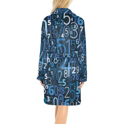 Number Pattern Print Design A02 Women's Fleece Robe