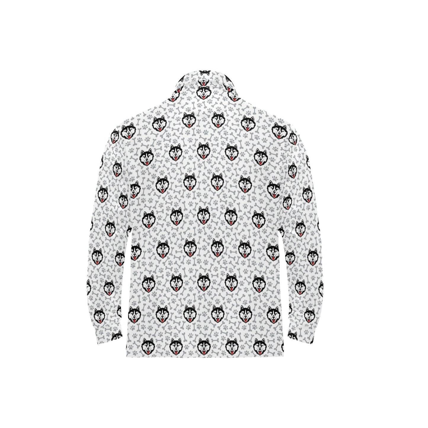 Siberian Huskies Print Design LKS305 Long Sleeve Polo Shirt For Men's