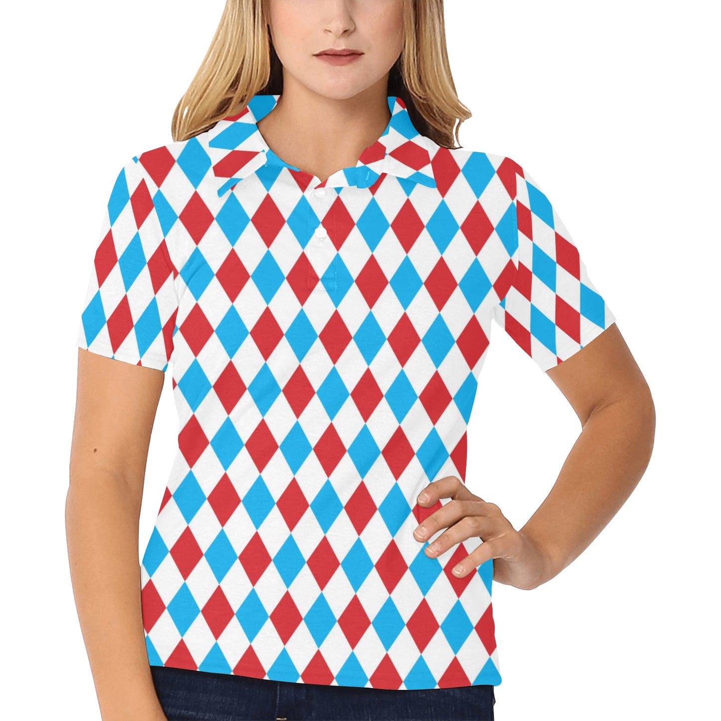 Harlequin Print Design LKS402 Women's Polo Shirt
