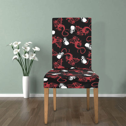 Skull With Red Dragon Print Design LKS304 Dining Chair Slipcover