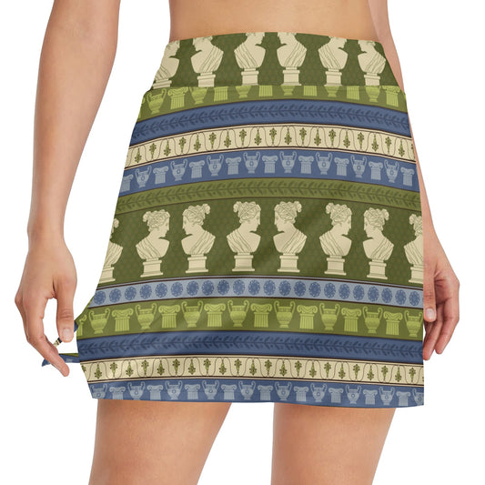 Ancient Greek Statue Print Design LKS301 17" Golf & Pickleball Skort with Pockets