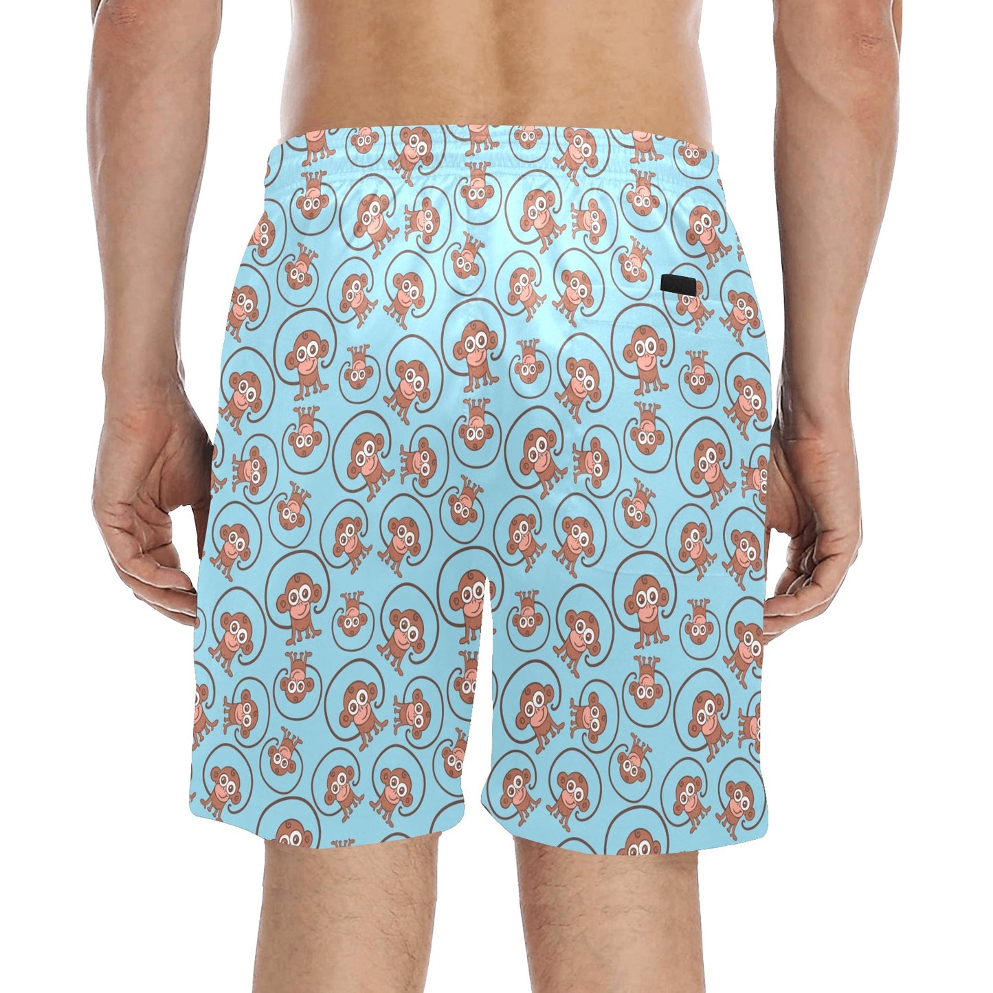 Monkey Cute Design Themed Print Men's Swim Trunks Beach Shorts