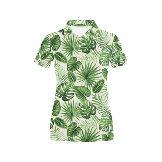 Palm Leaf Pattern Print Design A01 Women's Polo Shirt