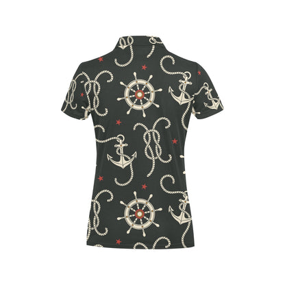 Nautical Anchor Pattern Women's Polo Shirt