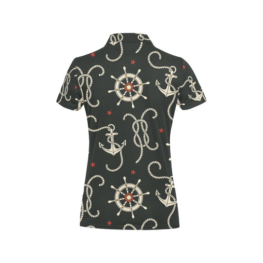 Nautical Anchor Pattern Women's Polo Shirt