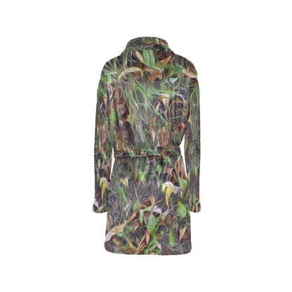 Camouflage Realistic Tree Print Women's Fleece Robe