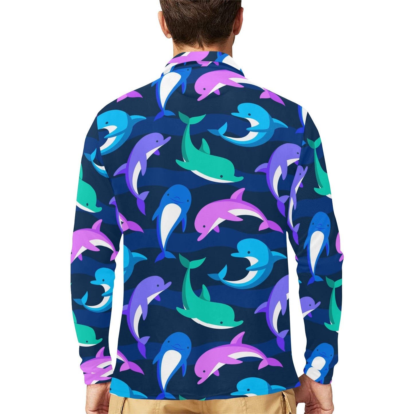 Dolphin Baby Long Sleeve Polo Shirt For Men's
