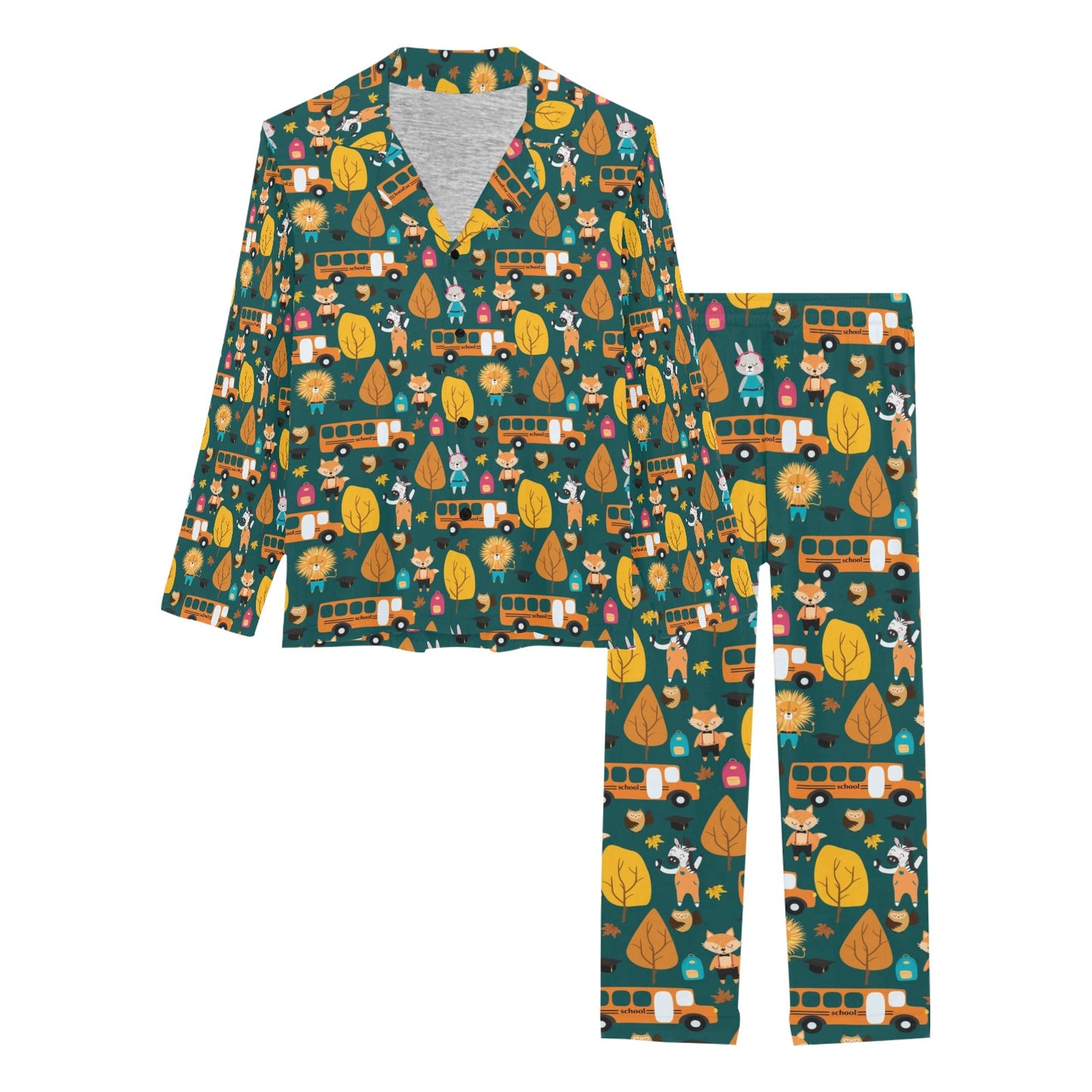 School Bus Print Design LKS309 Women's Long Pajama Set