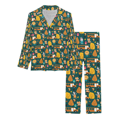 School Bus Print Design LKS309 Women's Long Pajama Set