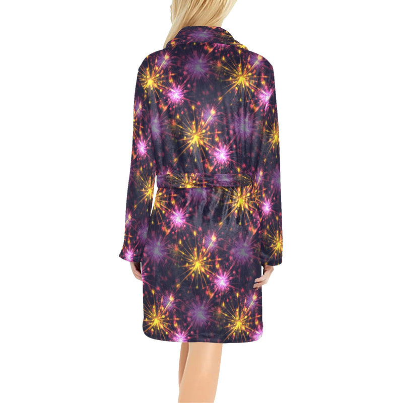 Firework Print Design LKS303 Women's Fleece Robe