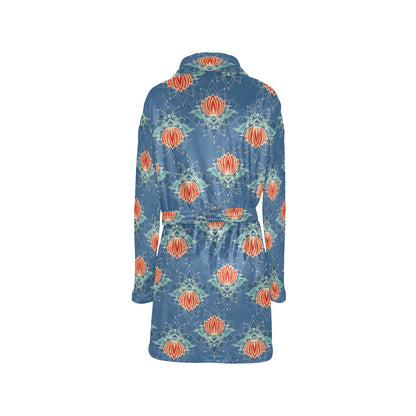 lotus Boho Pattern Print Design LO07 Women's Fleece Robe