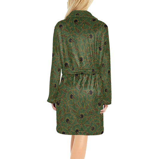 Brocade Pattern Print Design 02 Women's Fleece Robe