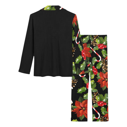 Poinsettia Pattern Print Design POT01 Women's Long Pajama Set