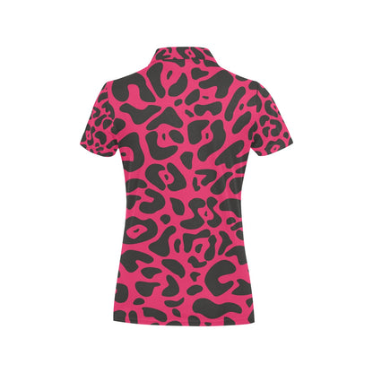 Cheetah Pink Print Pattern Women's Polo Shirt