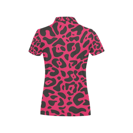 Cheetah Pink Print Pattern Women's Polo Shirt