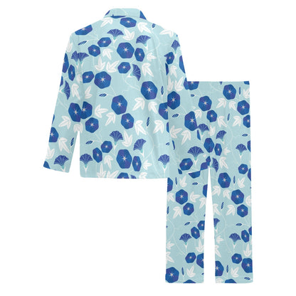 Morning Glory Pattern Print Design MG07 Men's Long Pajama Set