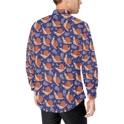 Snail Print Design LKS401 Men's Long Sleeve Dress Shirt